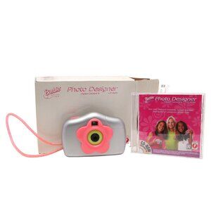 Vintage 1998 BARBIE Digital Camera Photography CD ROM Pink Girly Fun Mattel